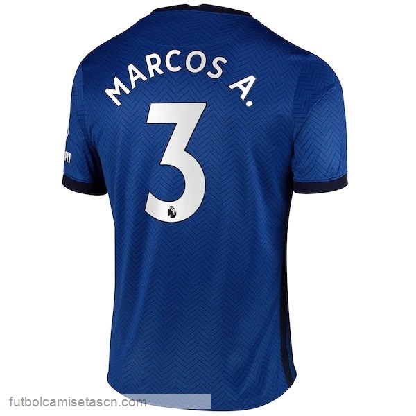 Camiseta Chelsea NO.3 Marcos A. 1ª 2020/21 Azul